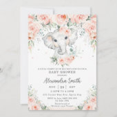 Sweet Blush Blues Adorable Elephant Baby Dusche Einladung (Vorderseite)