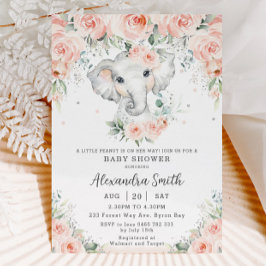Sweet Blush Blues Adorable Elephant Baby Dusche Einladung