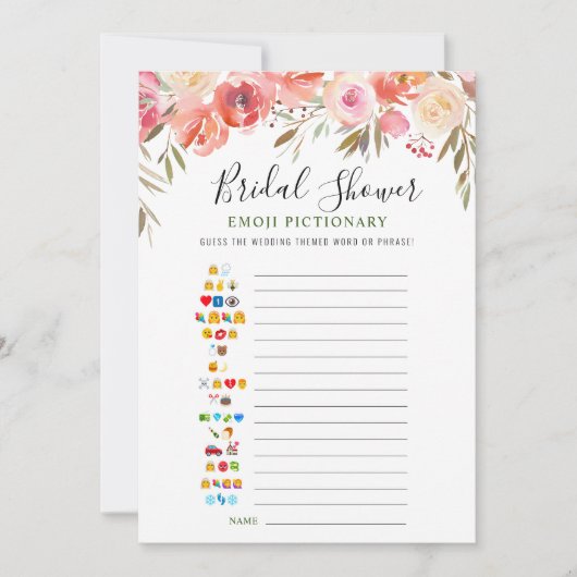 Sweet Blush Blume Brautparty Game Card Einladung (Vorderseite)