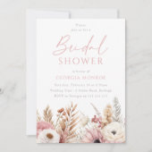 Sweet Blush Boho Flowers Bridal Shower Einladung (Vorderseite)