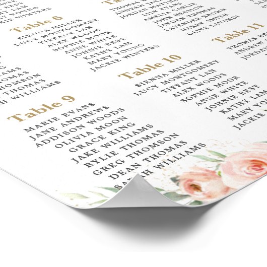 Sweet Blush Floral Baby Girl Shower Chart Poster (Ecke)