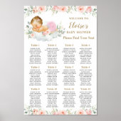 Sweet Blush Floral Baby Girl Shower Chart Poster (Vorne)