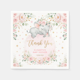 Sweet Blush Gold Rose Elephant Baby Shower Favorit Serviette