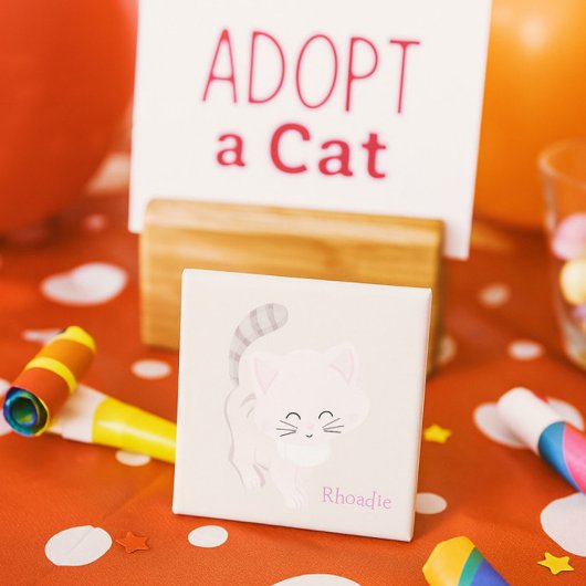 Sweet Blush Kitten Pink & Gray Cat Dekoration Magnet