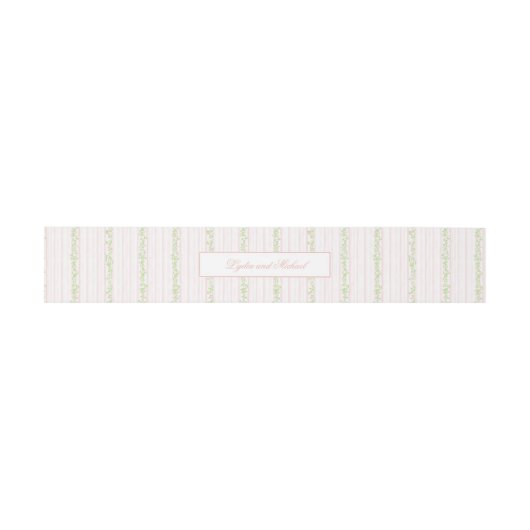 Sweet Blush Pink and Sage Green Striping Einladungsbanderole (Flach)