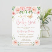 Sweet Blush Pink Bläschen Blumenhain Babydusche Einladung (Stehend Vorderseite)