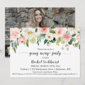 Sweet Blush Pink Bläschen Bouquet weg Party Einladung (Vorne/Hinten)