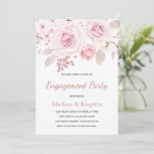 Sweet Blush Pink Blume Engagement Party Einladung (Stehend Vorderseite)
