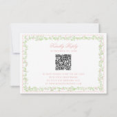 Sweet Blush Pink Floral Frame RSVP w/ Bow QR Code (Vorderseite)