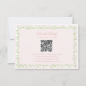 Sweet Blush Pink Floral Frame RSVP w/ Bow QR Code (Vorderseite)