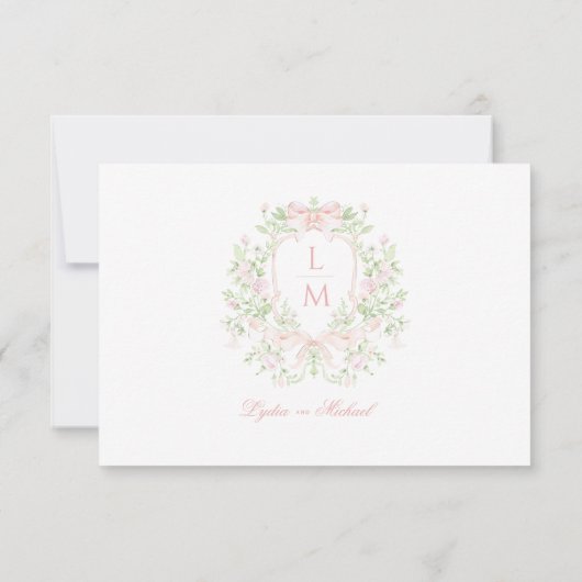 Sweet Blush Pink Floral Frame RSVP w/ Bow QR Code (Rückseite)