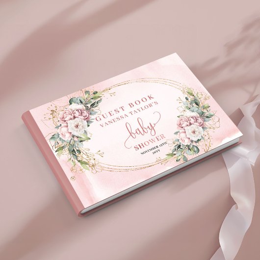 Sweet Blush Pink Greenery Baby Guest Book Gästebuch