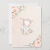 Sweet Blush Pink Niedlich Elephant Baby Dusche Einladung (Rückseite)