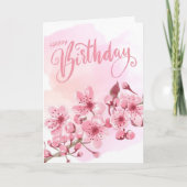 Sweet Blush Pink Sakura Floral Geburtstag Karte (Vorderseite)