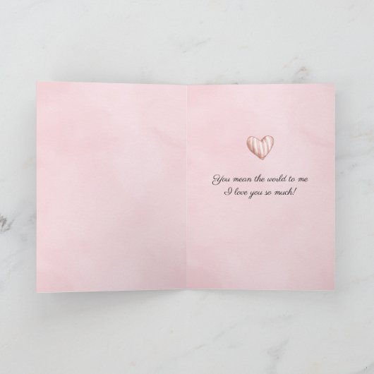Sweet Blush Pink Striped Heart Love Karte (Innenseite)