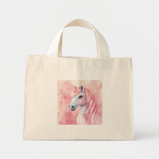 Sweet Blush Pink Unicorn Mini Stoffbeutel (Vorne)