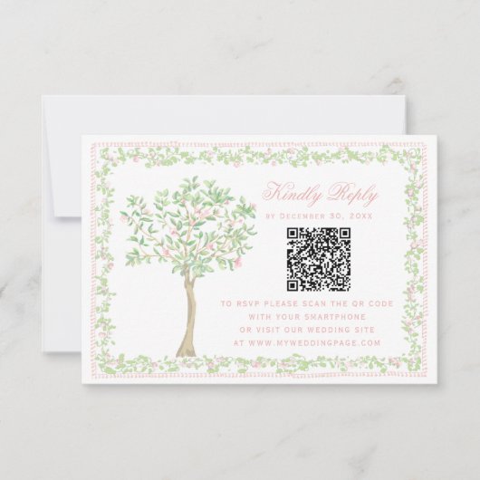Sweet Blush Tree  Floral with Frame RSVP  QR Code (Vorderseite)