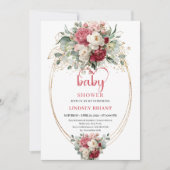 Sweet Bohemian Ruby Red Blush Gold Baby Shower Einladung (Vorderseite)