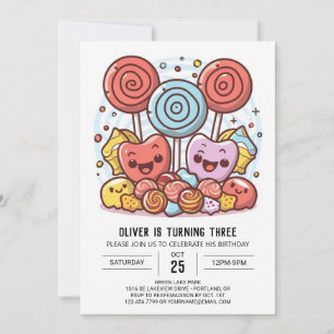 Sweet Bohemisch Lollipop Geburtstag Einladung