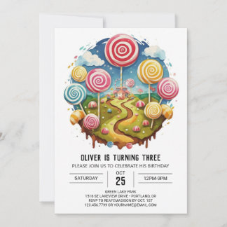 Sweet Bohemisch Lollipop Geburtstag Einladung