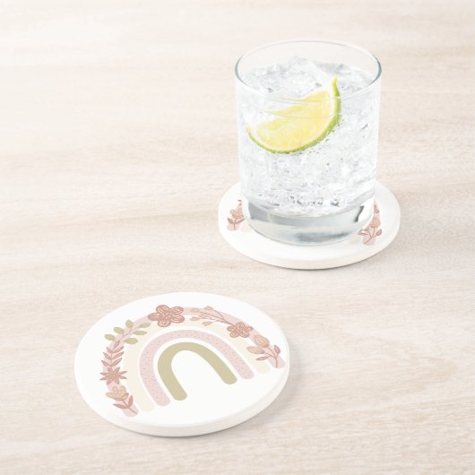 Sweet Boho Floral Rainbow Getränkeuntersetzer (Seite)