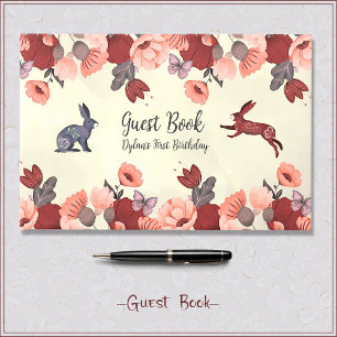 Sweet Boho Folk Art Rabbit Hygge Floral Gästebuch