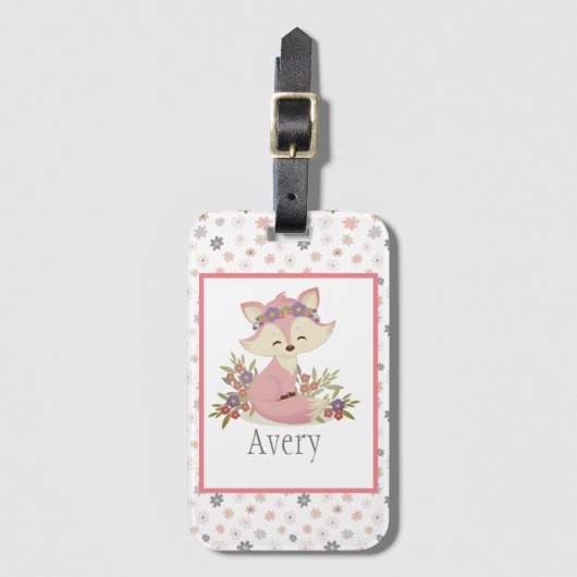 Sweet Boho Fox Personalisiert Gepäckanhänger (Vorderseite Vertikal)