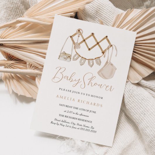 Sweet Boho Neutral Baby Dusche Einladung