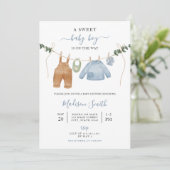 Sweet Boho Neutral Clothesline Boy Baby Dusche Einladung (Stehend Vorderseite)