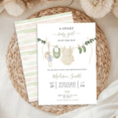 Sweet Boho Neutral Clothesline Girl Baby Shower Einladung