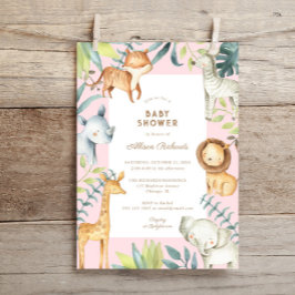Sweet boho Safari Tiere Rosa Mädchen Dusche Einladung