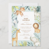 Sweet boho safari Tiere Salbei Baby Dusche Einladung (Vorderseite)