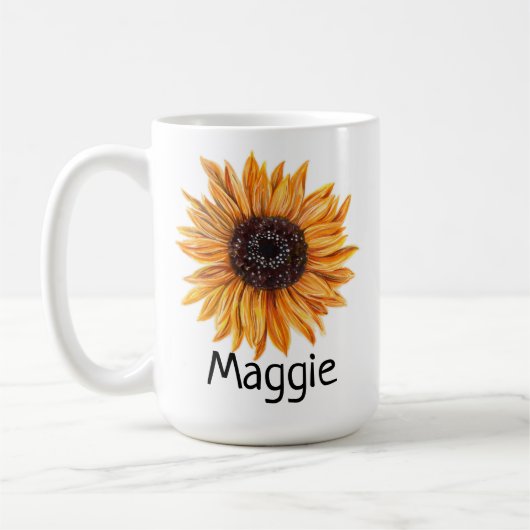 Sweet Boho Sonnenblume Rechts Hand 15oz Kaffee Tas Kaffeetasse (Links)