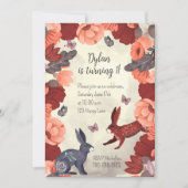 Sweet boho volkstümliche Kaninchen Schmetterling B Einladung (Vorderseite)