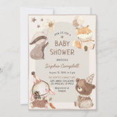 Sweet Boho Watercolor Animal Baby Dusche Einladung (Vorderseite)