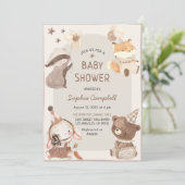 Sweet Boho Watercolor Animal Baby Dusche Einladung (Stehend Vorderseite)