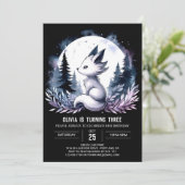 Sweet Boho Wolf Birthday Einladung (Stehend Vorderseite)