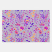 Sweet Bold Neon Pink & Lila Watercolor Blume Geschenkpapier Set (Vorderseite 2)