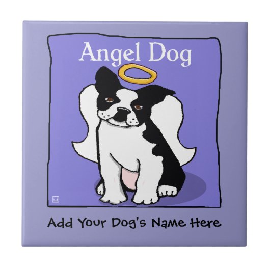 Sweet Boston Terrier Angel Dog Memorial Fliese (Vorderseite)