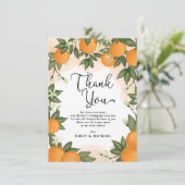 Sweet Botanical Citrus Orange Baby Duschfavoriten Dankeskarte (Stehend Vorderseite)
