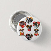 Sweet Boxer Dog und Red Heart Watercolor Button (Vorne & Hinten)