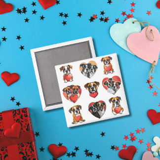 Sweet Boxer Hund und Herzwasser Magnet