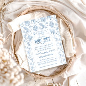 Sweet Boy Dusty Blue Whimsical Floral Baby Dusche Einladung