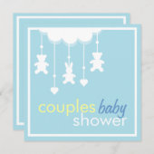 Sweet Boy Mobile Couples Kinderdusche Einladung (Vorne/Hinten)