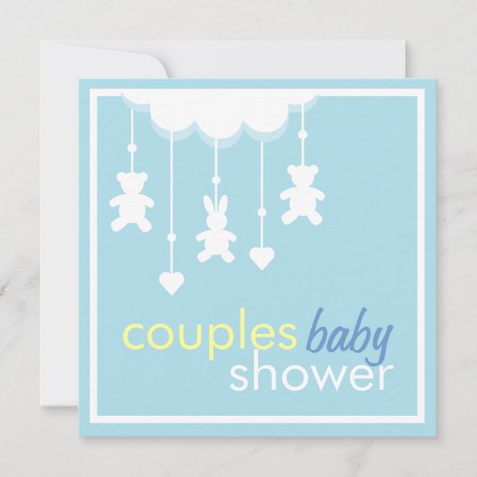 Sweet Boy Mobile Couples Kinderdusche Einladung (Vorderseite)