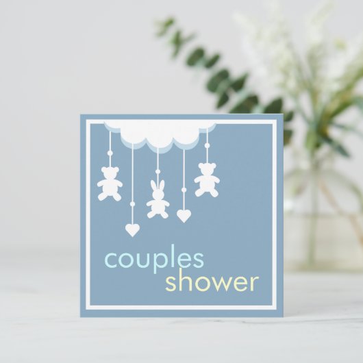 Sweet Boy Mobile Couples Kinderdusche Einladung (Stehend Vorderseite)