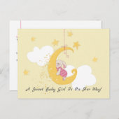 Sweet Boy Rabbit Moon Babydusche Einladungspostkarte (Vorne/Hinten)