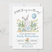 Sweet Boy Watercolor Bunny Baby Dusche Blau Einladung (Vorderseite)