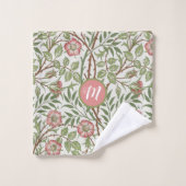 Sweet Briar Pink Roses William Morris Monogram Waschlappen (Waschlappen)