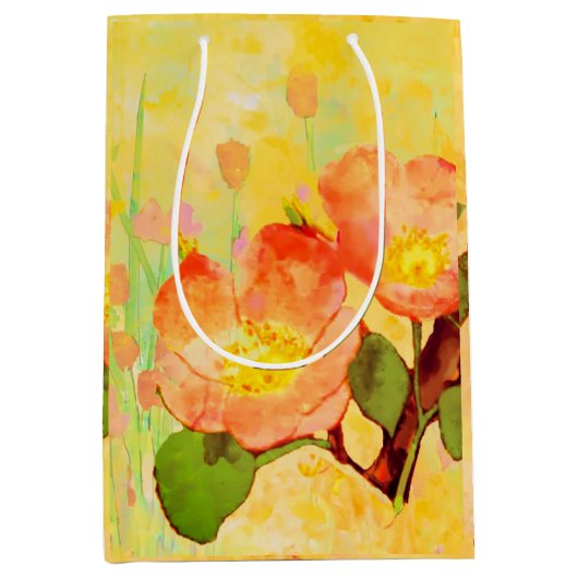 Sweet Briar Yellow Pinks Floral Gift Bag Mittlere Geschenktüte (Vorderseite)